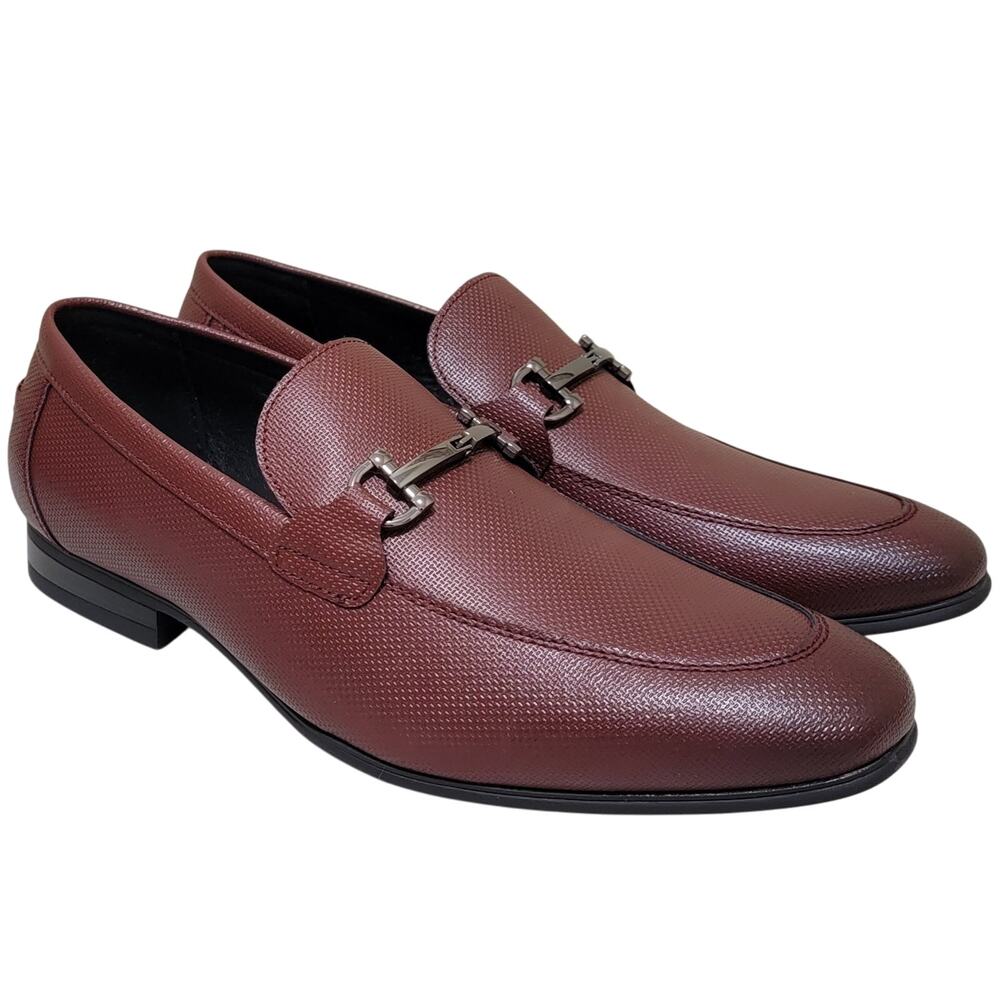 Alfani Men Otis Slip On Textured Penny Loafers Size US 13M Bordeaux Red